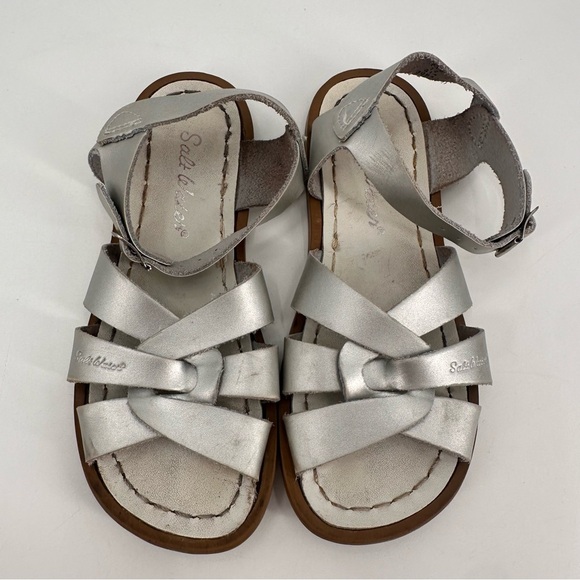 Saltwater Silver Sandals Kids Girls Size 12 - Picture 2 of 3